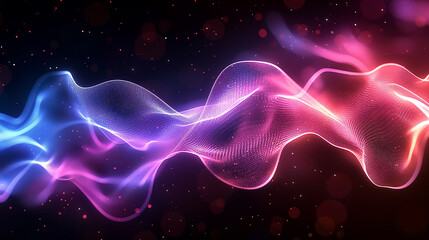 Fototapeta premium Abstract neon wave of colorful lights in spiral motion with glowing purple, red, and blue hues
