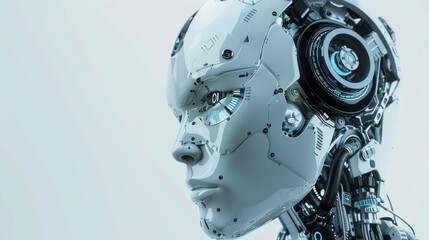 Fototapeta premium A robot with a white face and blue headphones