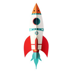 rocket paper art isolate transparent background