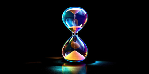 An hourglass in rainbow colors