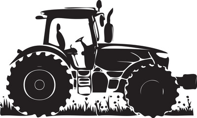 Tractor silhouette black and white vector heavy tractor