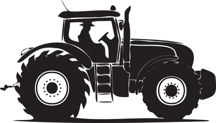 Tractor silhouette black and white vector heavy tractor