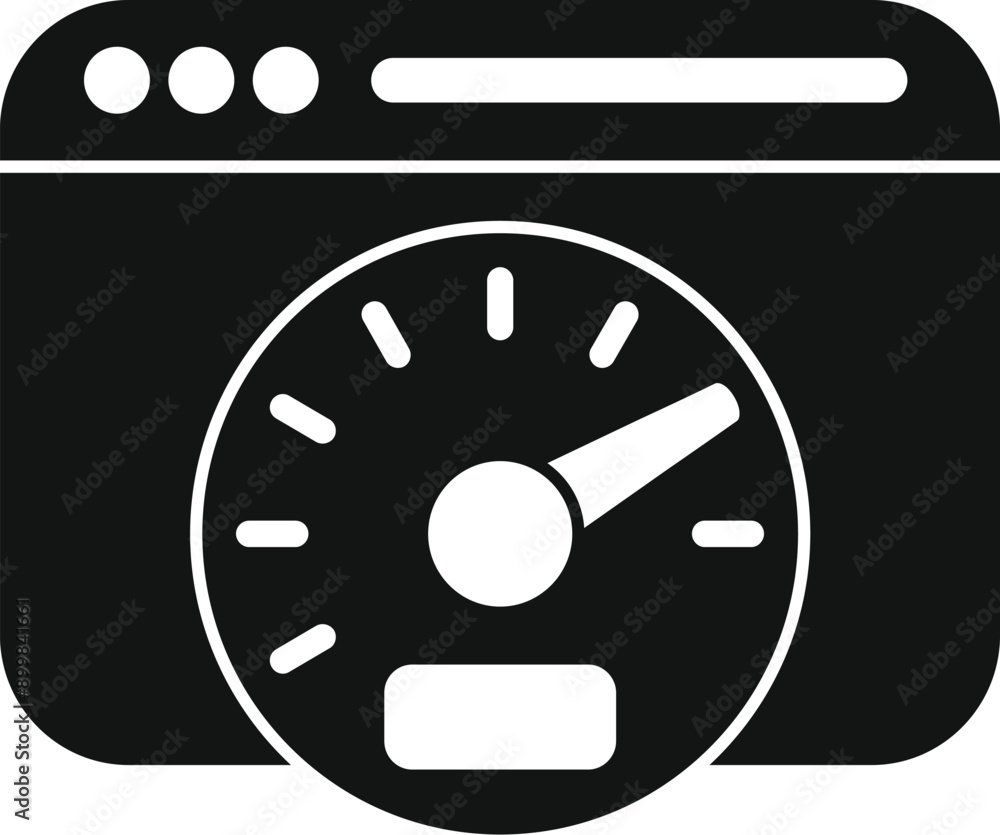 Poster measuring website performance and page speed optimization with a speedometer symboling fast loading 
