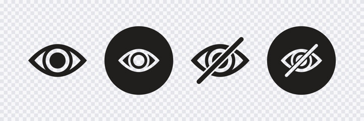 Hide and show password icons, Eyes open and closedvector icons in flat style for apps and web
