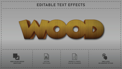 wood textures editable text effects. Vector eps files.