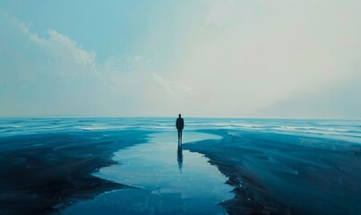 Explore a minimalist oil painting, where simplicity meets sophistication in a composition that invites contemplation and introspection