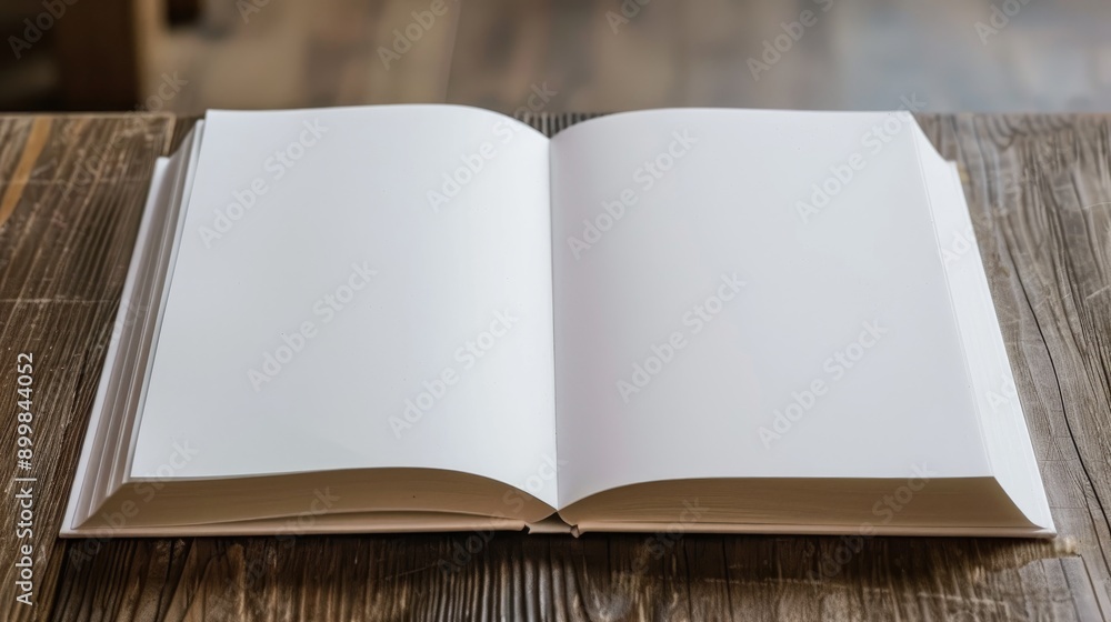 Poster a white notebook is opened on the table