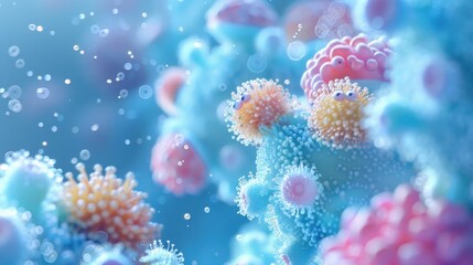 Obraz premium Cute character image of coral reef made of atoms AI generated