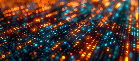 Obraz premium Abstract data streams transformed into intricate patterns of encrypted symbols, Technology background, Big data concept, Binary computer code.