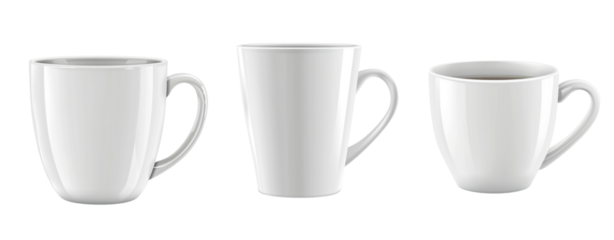 set of differences white cup cut out transparent background