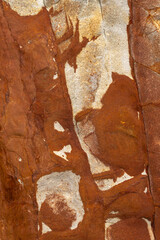 Natural rock texture of a colorful rock formations in silence beach (playa del Silencio) in Asturias, north of Spain.