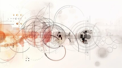 Elegant, minimalist technical diagram featuring intersecting circles and lines in soft tones, set against a white background. Perfect for abstract, design, and educational uses.