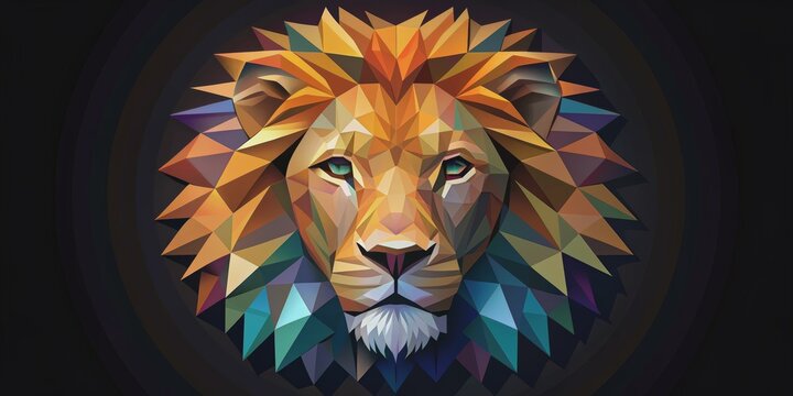 The Majesty of the Lion A Geometric Masterpiece, polygonal , lion art , animal art , wildlife art