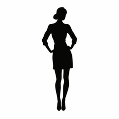 Fototapeta premium a beautiful woman standing with stylish pose vector silhouette, shoes, isolated white background (17)