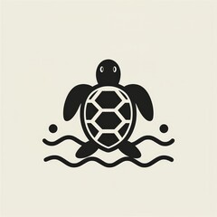 Fototapeta premium Sea Turtle Silhouette in Water