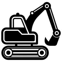 excavator silhouette vector art illustration