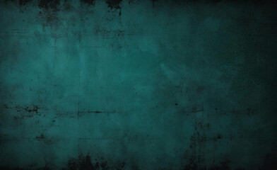 Obraz premium dark blue background texture with black vignette in old vintage grunge textured border design dark elegant teal color wall with light spotlight center 
