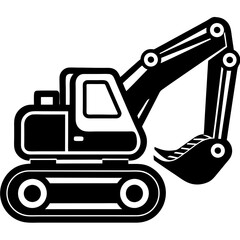 excavator silhouette vector art illustration