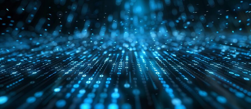 Abstract data streams transformed into intricate patterns of encrypted symbols, Technology background, Big data concept, Binary computer code.