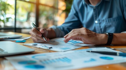a financial consultation session, focusing on hands exchanging documents and pointing at key savings plans and investment options on a paper. a professional yet personal approach to financial advising