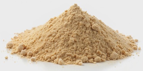 A Pile of Brown Sugar Powder on a White Background, macro photography, food photography, sugar, powder, white background, brown sugar