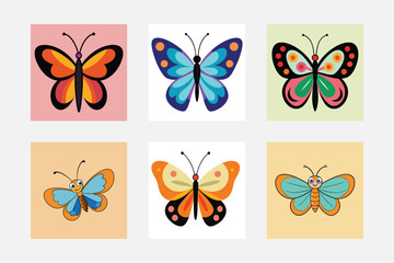 set of butterflies