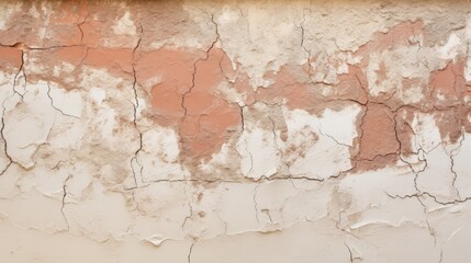 Obraz premium The crumbling wall of the building needs major repairs. Facade of a house with damaged plaster. Photophone for retro filming. Illustration for varied design.