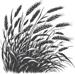 Grass set graphic black white isolated sketch illustration vector