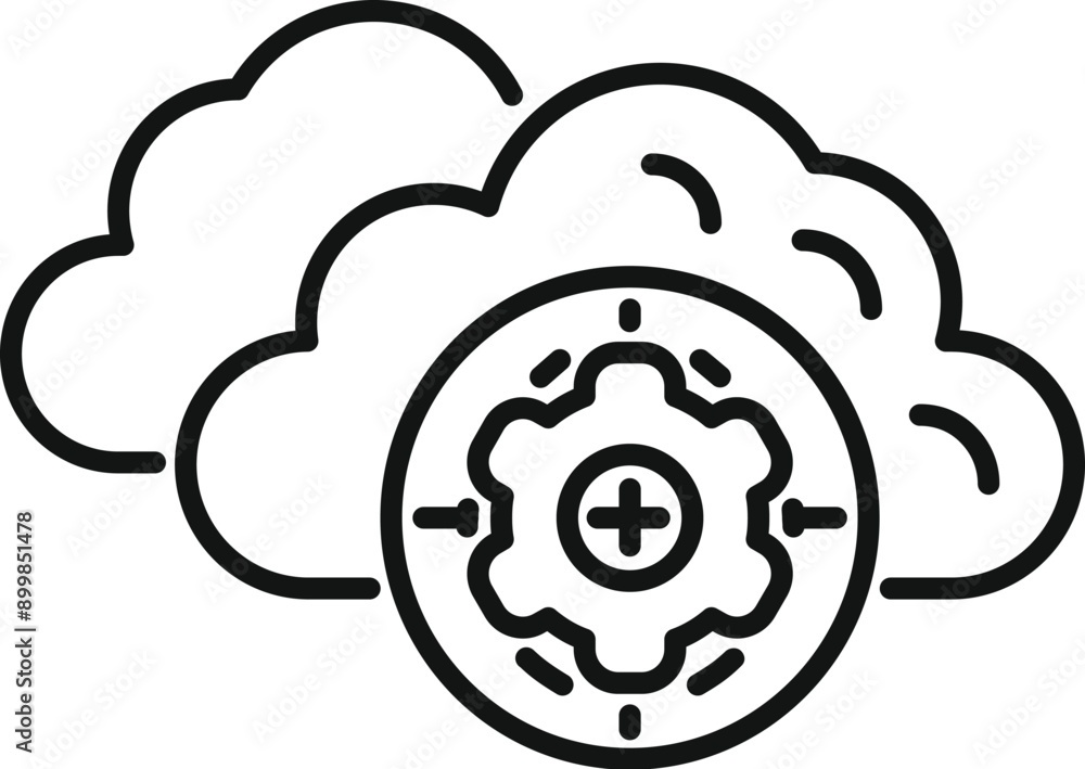 Poster gear in a target symbol representing achieving business success through cloud computing optimization