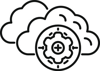 Gear in a target symbol representing achieving business success through cloud computing optimization