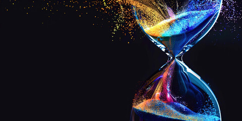 An hourglass in rainbow colors