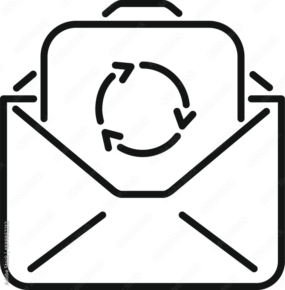 Poster opened envelope containing a refresh symbol representing email marketing