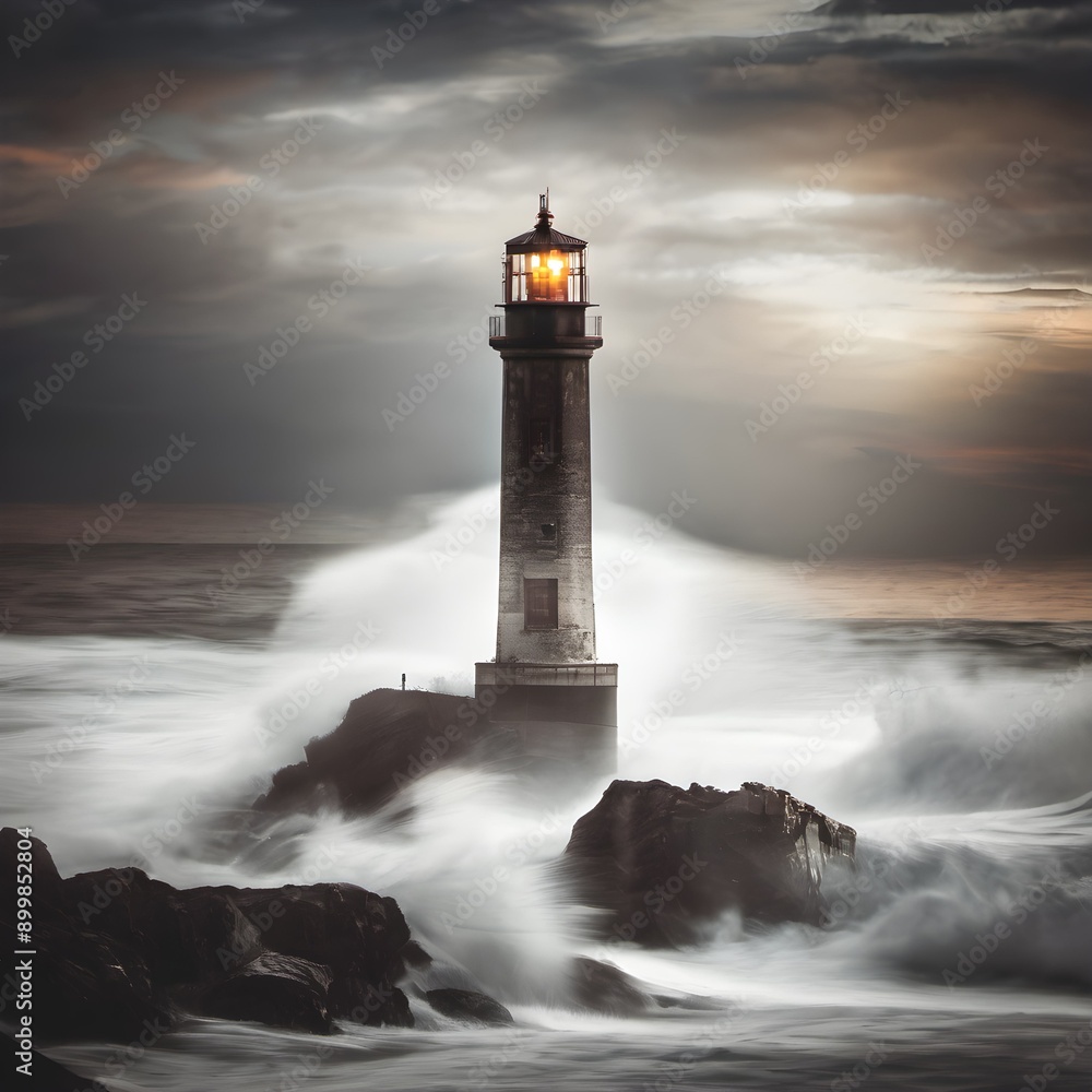 Wall mural lighthouse on the coast