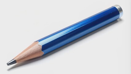 Blue Pencil on White Background, Pencil, Stationary, Blue, Writing