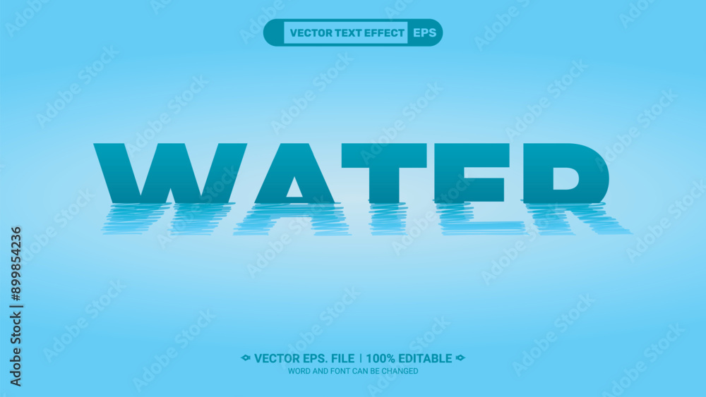 Poster realistic liquid style water editable vector text effect