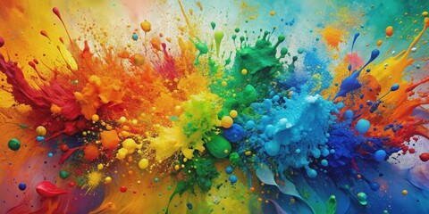 Cosmic Color Explosion A Vibrant Abstract of Paint Splashes, Drops, and Powder, abstract art , paint explosion , color splash , vibrant art
