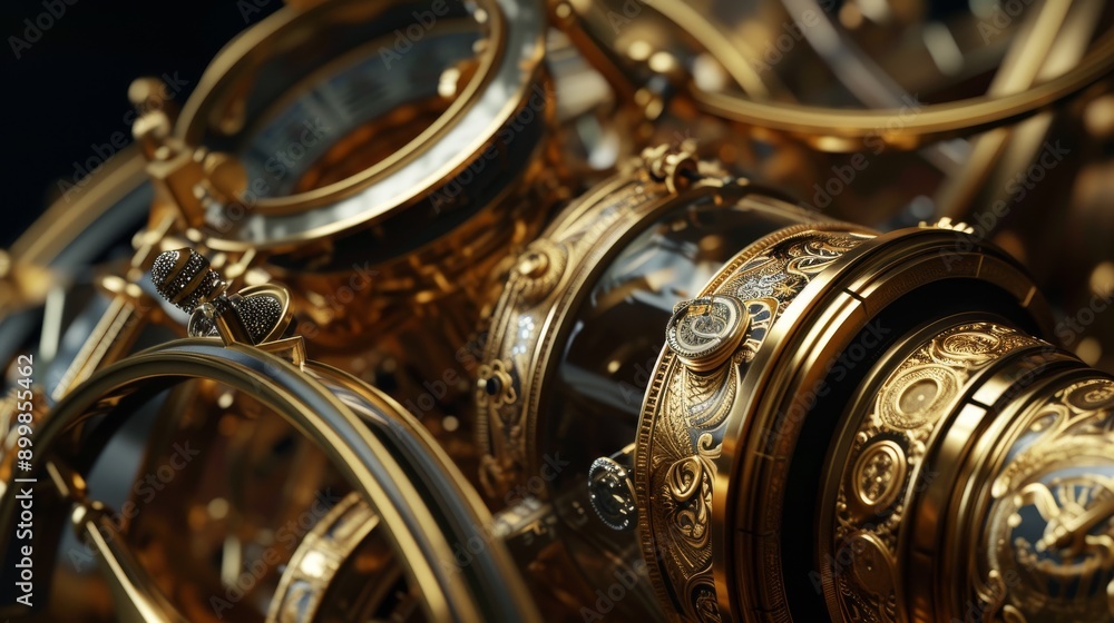 Poster a detailed close-up of vintage mechanical gears and cogs showcasing intricate craftsmanship and gold