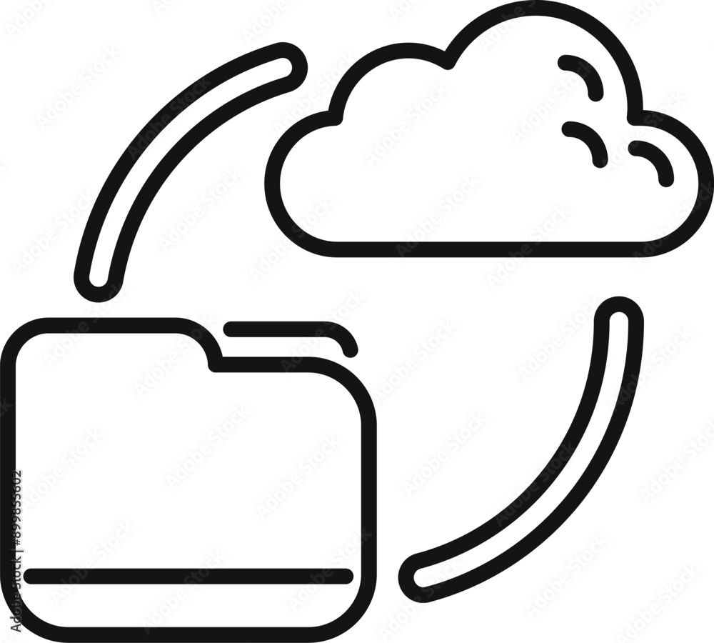 Poster minimalist icon of data being synchronised from a cloud storage to a local folder