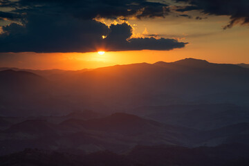 Sunset with beautiful mountains. Pico Agudo - Serra da Mantiqueira - Brazil