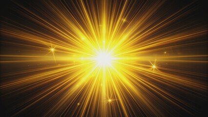 Golden Light Burst with Radiating Lines, Abstract Background, Glow, Light Effect, Gold , Light , Rays