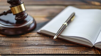 Legal notepad on wooden desk with space for business message