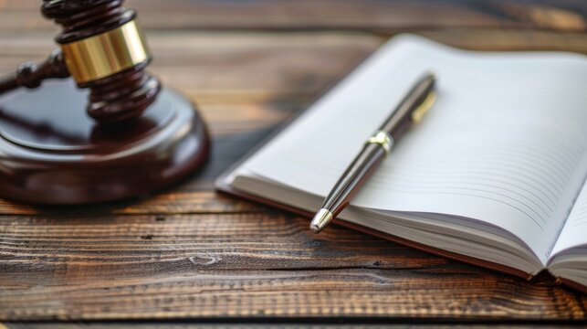 Legal notepad on wooden desk with space for business message