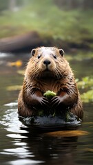 european otter in the river