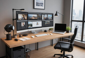 Naklejka premium Remote work setups 
