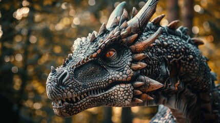 Fantasy art portrait real dragon head close-up sharp teeth beautiful eyes muzzle in dark gray-green scales