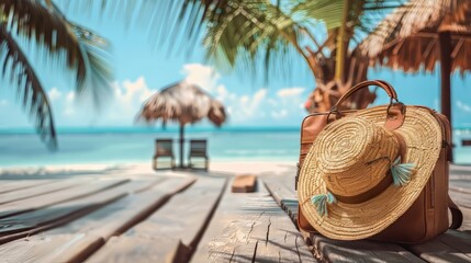 Obraz premium Summer vacation concept, travel background with copy space