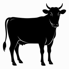 Black cow silhouette vector art illustration 