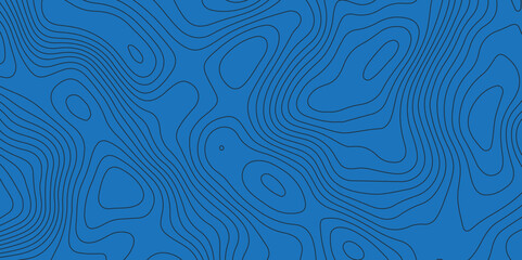 Abstract topographic contour map and geographic mountain relief background design .topography contour map blue wave paper and curve black lines vector background .