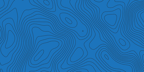 Abstract topographic contour map and geographic mountain relief background design .topography contour map blue wave paper and curve black lines vector background .