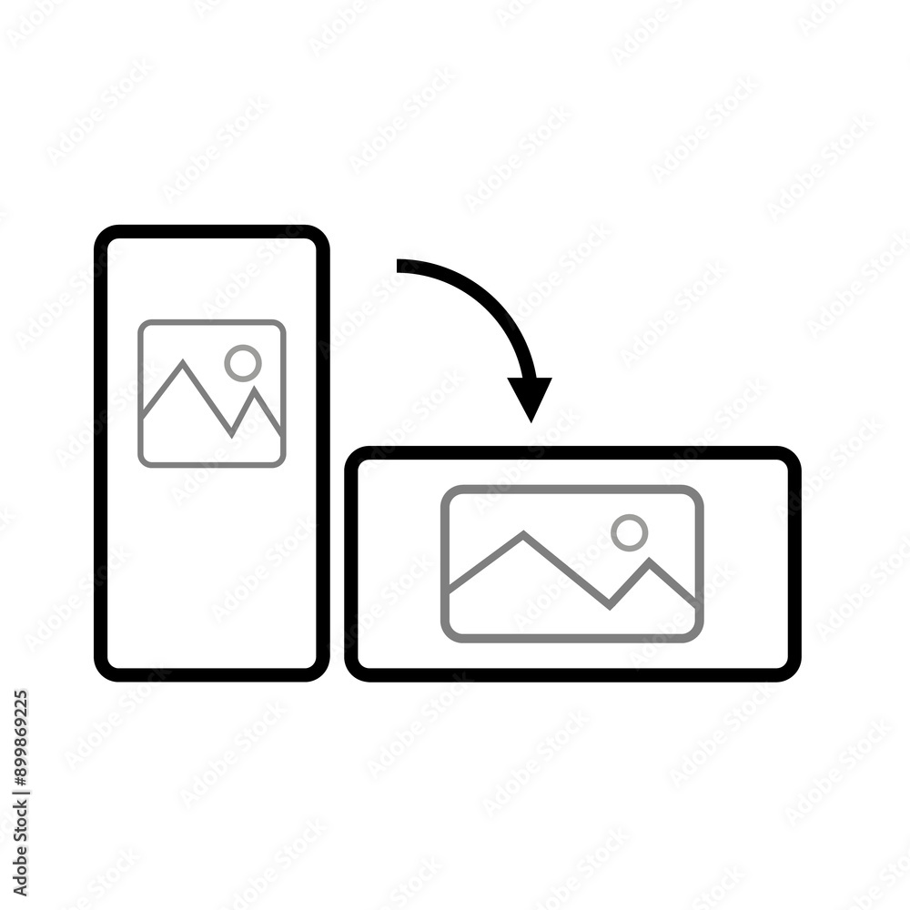 Poster rotate phone vector icon. flip screen mobile phone device orientation symbol